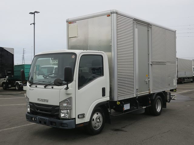 【リースレンタル専用車両】令和1年式 いすゞ エルフ 2tアルミバン 標準ロング 格納PG 左スライド扉 内高234cm ★あんしん車検パック施工済み！★