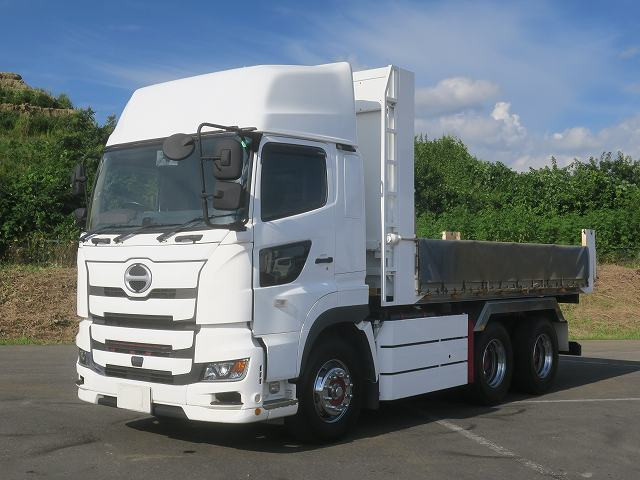 【リースレンタル専用車両】平成30年式 日野プロフィア 大型ダンプ 5300ボディ 新明和 アルミホイール ハイルーフ ★楽のりパック施工済み★ 
