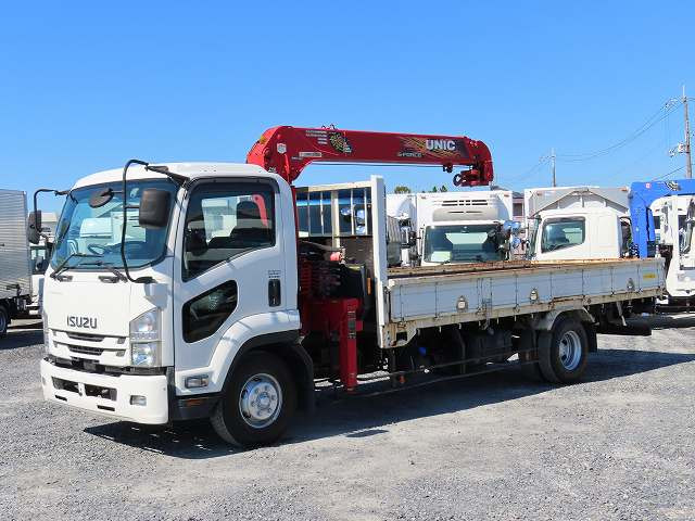 【リースレンタル専用車両】平成30年式 いすゞ フォワード 中型クレーン付平ボディ 5400標準 ユニック4段 ラジコン★あんしん車検パック施工済み!★