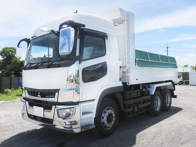 [Lease-Only Vehicle] 2022 Mitsubishi Fuso Super Great Large Dump Truck with L-Gate, Far East 5100 Body, 2 Differentials, Electric Cobo Lane, High Roof, 394 HP 