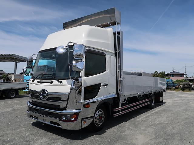 [Vehicles for lease rental only] 2019 model Hino Ranger, medium-sized flatbed aluminum block, 3-way opening, 6200 wide, rear air suspension, high roof, aluminum wheels 