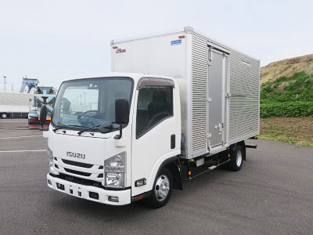 令和1年式 いすゞ エルフ 2tアルミバン 標準ロング 荷台高215cm 左スライド扉 全低床 2ペダル ラッシングレール2段 150馬力 【準中型(5t限定)免許対応 ※旧普通免許OK】