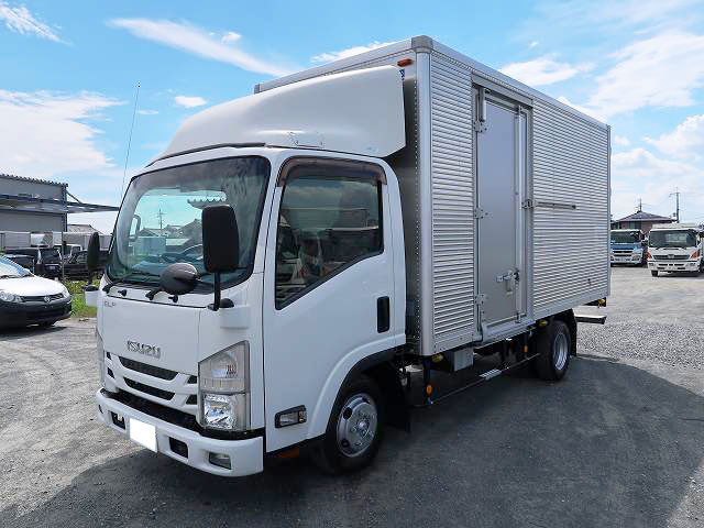 [Vehicle for lease rental only] 2018 Isuzu Elf 2-ton aluminum van, standard long, 215cm cargo bed height, left-side sliding door, full low floor, two pedals, 150 horsepower