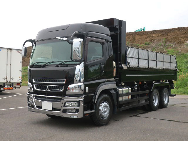 [Lease Rental Vehicle] 2017 Mitsubishi Fuso Super Great 22-ton Long Dump Truck, Sand-Prohibited, ShinMaywa 6500 Body, 2 Differentials, High Roof, 380 HP