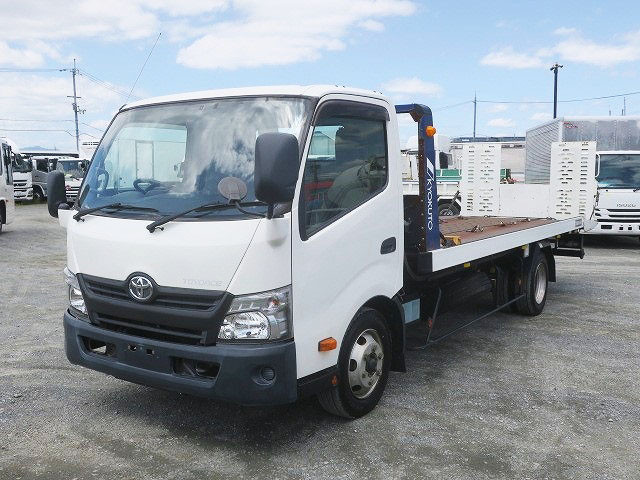 [Vehicles for lease rental only] 2017 Toyota Dyna 3t safety loader, Kyokuto Flattop, radio-controlled winch, running board [Semi-medium-sized license compatible *Excluding 5t limited]