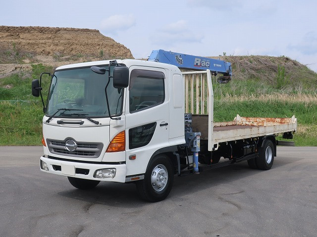 [Vehicle for lease rental only] 2007 model Hino Ranger flatbed truck with medium-sized crane, Tadano 3-stage 