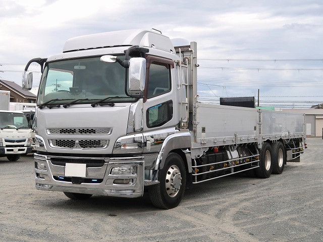 2014 Mitsubishi Fuso Super Great, large flatbed aluminum block, 3-way opening, 9600 body, high-floor 3-axle, aluminum wheels, ★MOT valid until October 2015/metered actual mileage approx. 590,000 km★