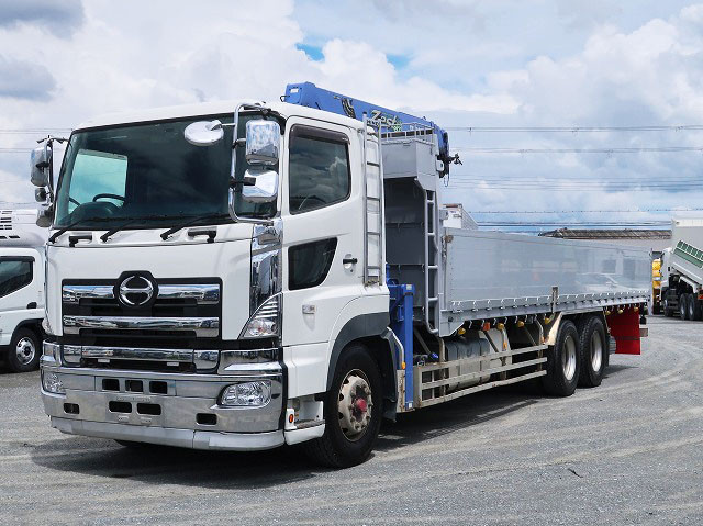 2015 Hino Profia Flatbed with large crane Aluminum block 3-way opening High-floor 3-axle Tadano 4-step Radio-controlled Hook-in ★Raku-nori Pack installed!★