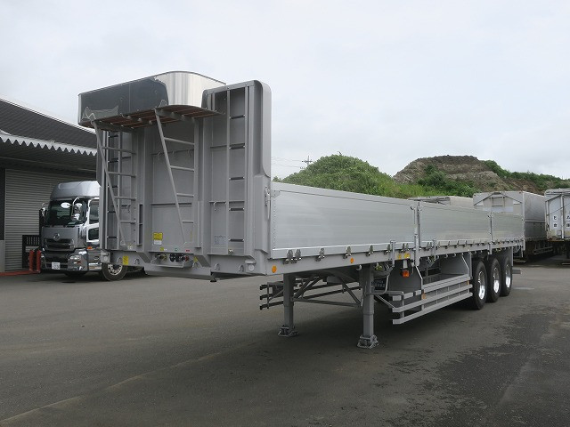 [Unused] 2025 model Nippon Full Half 3-axle aluminum block flat trailer 13m body Maximum load 27.4t Lift axle Air suspension Aluminum wheels Single pull ★Vehicle inspection valid until July 2016★