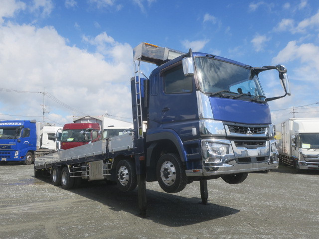 [Vehicle for lease rental only] 2018 Mitsubishi Fuso Super Great Large Self-Loader with 4-axle low-floor, Awaji body, high jack, outriggers, winch, radio-controlled car, running board, aluminum blocks, aluminum wheels. ★Safety inspection package installed!★