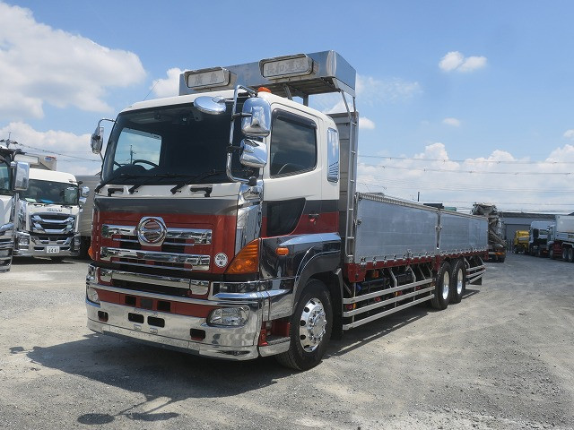 2016 Hino Profia, large flatbed, aluminum block, 9500 body, high-floor, 3-axle, retarder, 380 horsepower, aluminum wheels 