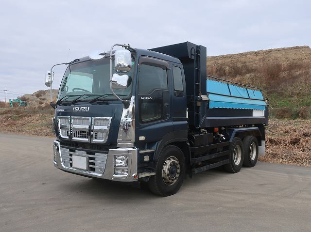 [Vehicle for lease rental only] 2014 Isuzu Giga Large Dump Truck, Kyokuto 5100 Body, 220cm Wide, 2 Differentials, 380 HP ★Safety Inspection Package Installed!★