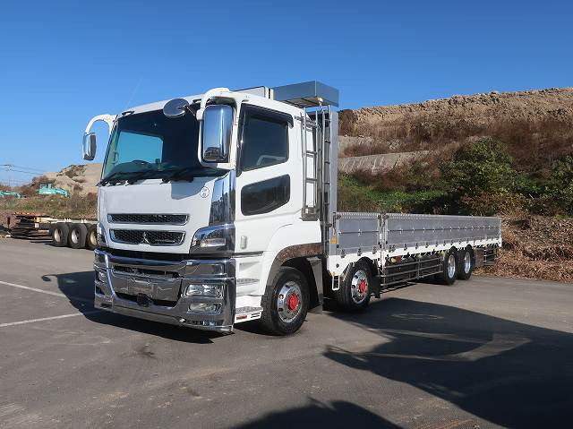 [Vehicle for lease rental only] 2014 Mitsubishi Fuso Super Great, large flatbed aluminum block, 9500 body, 4-axle low floor, all-wheel air suspension, aluminum wheels. ★Safety inspection package installed!★