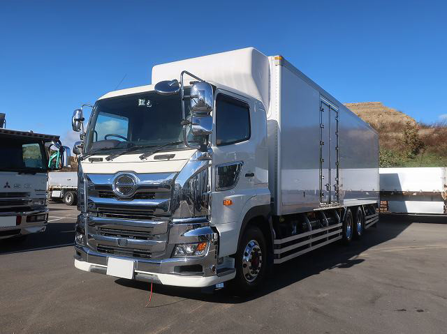 [Vehicle for lease rental only] 2018 Hino Profia Large Refrigerated Van, High Floor, 3-Axle, -35 Degree Setting, Left Side Door, Retarder, Standby, Keystone, Jolder, 4-Row, 380 HP, Aluminum Wheels. ★Raku-Nori Pack Installation Complete!★