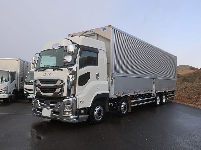 [Vehicle for lease rental only] 2019 Isuzu Giga with large aluminum wing, 4-axle low-floor retarder, 380 horsepower, and aluminum wheels. ★Rakunori Pack installed!★