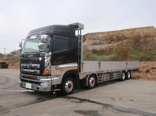 [Vehicle for lease rental only] 2015 Hino Profia Large flatbed aluminum block 9500 body 4-axle low floor high roof all-wheel air suspension 380 horsepower aluminum wheels ★Rakunori Pack installed!★