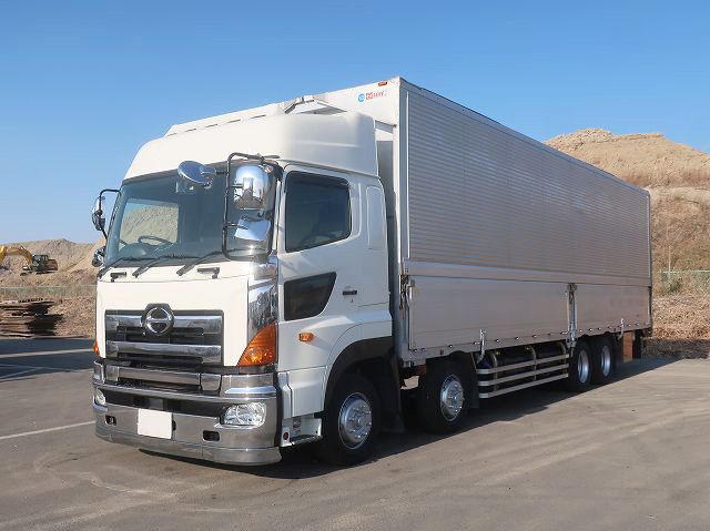 [Vehicle for lease rental only] 2017 Hino Profia, large aluminum wing, 4-axle low floor, high roof, snow melting specification, 380 horsepower, retarder, aluminum wheels. ★Raku-Nori Pack installed!★