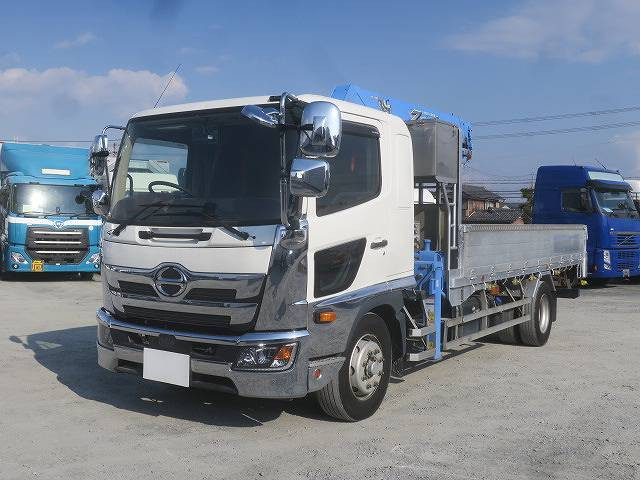 [Vehicle for lease rental only] 2021 Hino Ranger Flatbed with Extra-Long-Ton Crane, Aluminum Block 5100 Standard, Tadano 3-Stage, Radio Control, Hook-in. ★Safety Inspection Package Installed!★