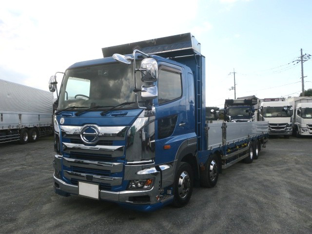 [Vehicle for lease rental only] 2017 Hino Profia Large Flatbed Aluminum Block Truck with 4-Axle Low Floor, Air Suspension on All Wheels, Retarder, 380 HP ★Raku-Nori Pack Installed!★ 