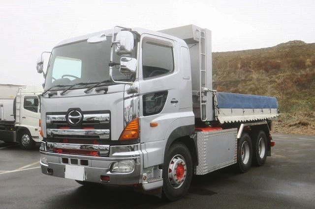 【リースレンタル専用車両】平成27年式 日野 プロフィア 大型ダンプ 極東 幅220cm Lゲート 2デフ 380馬力 ★楽のりパック施工済み！★