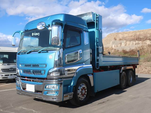 2015 Mitsubishi Fuso Super Grade 22-ton Long Dump Truck, 233cm Wide, 2 Differentials, High Roof, 380 HP, Aluminum Wheels, Approximately 620,000 km on the Meter