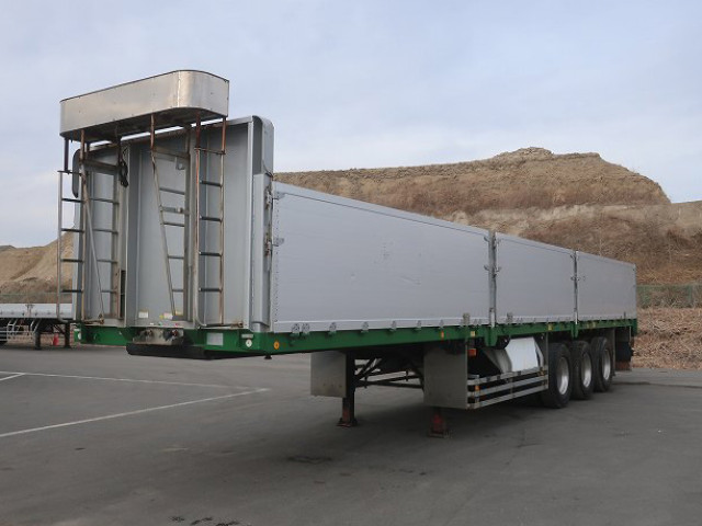 [Lease Rental Vehicle] 2012 Nippon Fruehauf 3-Axle Aluminum Block Flatbed Trailer, 13m Body, Maximum Payload 27.5t, Aluminum Wheels