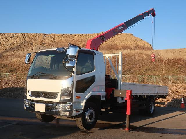 [Lease-only vehicle] 2018 Mitsubishi Fuso Fighter flatbed truck with extra-long crane, 5500 standard, 7.8-ton load capacity, 4-stage crane, radio-controlled hook-in, 240 horsepower. ★Raku-Nori Pack installed!★