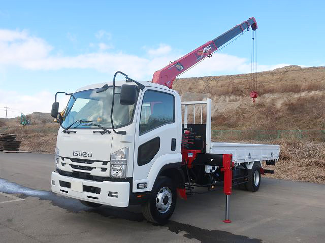 [Lease Rental Vehicle] 2019 Isuzu Forward, Medium-Sized Flatbed with Crane, 5400mm Standard, 4-Speed Crane, Radio-Controlled, Hook-in, ★Easy-to-Use Pack Installed!★