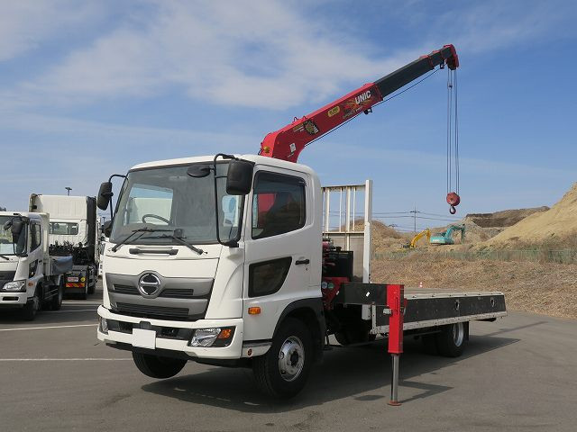 [Lease Rental Only] 2019 Model Hino Ranger Flatbed with Medium Crane, 5400 Standard, 4-Speed Crane, Radio Control, Hook-in. ★Safety Inspection Package Installed!★