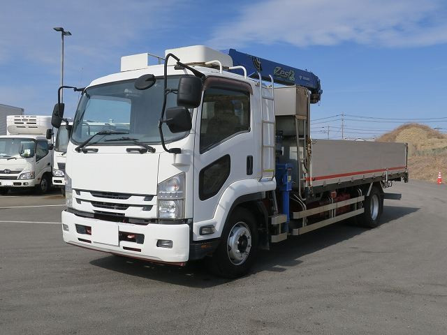 [Vehicle for lease rental only] 2014 Isuzu Forward Flatbed with Heavy-Duty Crane, Aluminum Block, 5500 Standard, Tadano 4-Speed, Radio Control, Hook-in, 240 HP ★Rakunori Pack installed!★