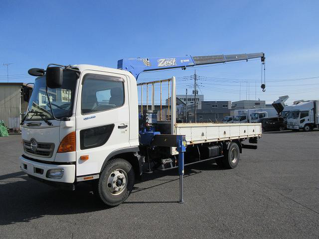 2014 Hino Ranger Flatbed with Medium-Sized Crane, 5400mm Standard, Tadano 4-Speed, Radio-Controlled, Hook-In, ★Safety Inspection Package Installed! / Annual Crane Inspection Installed★