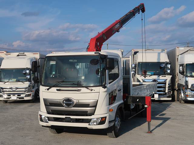 2018 Hino Ranger Flatbed with Medium-Sized Crane, 5400mm Standard, 4-Speed Crane, Radio-Controlled, Hook-in, ★Safety Inspection Package Installed! / Annual Crane Inspection Installed★