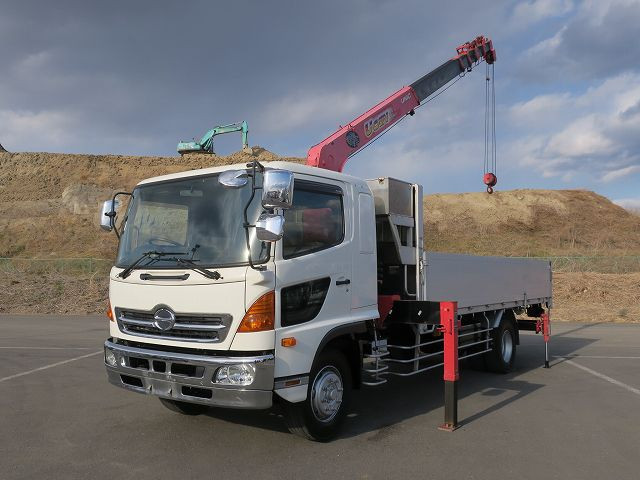 平成27式 日野 レンジャー 増トンクレーン付平ボディ アルミブロック ユニック6段 ラジコン 260馬力 ★あんしん車検パック施工済み！★