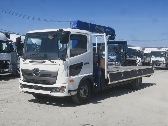 [Lease/Rental Only Vehicle] 2019 Hino Ranger Medium-Sized Flatbed Crane, 5500 Standard, Tadano 4-Stage Crane, Remote Control, Hook-in ★Crane annual inspection completed/Peace of Mind Vehicle Inspection Package completed!★