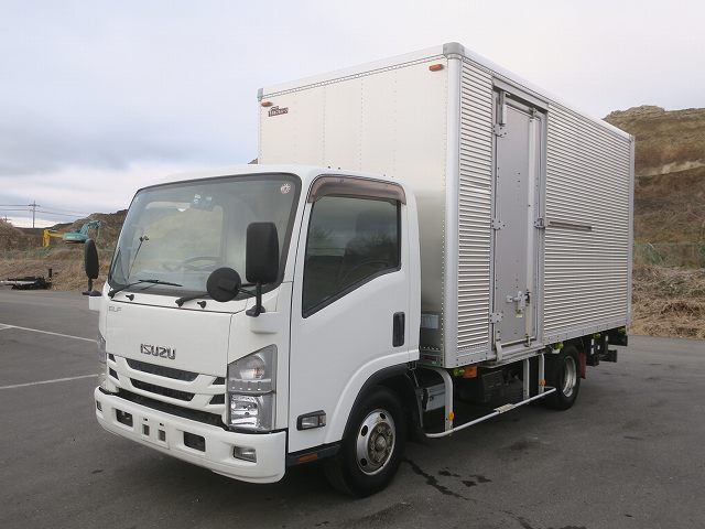 2016 Isuzu Elf 3-ton aluminum van, wide and long, 226cm cargo bed height, combination gate, left-side sliding door, full low floor, two-stage lashing rails, 150 horsepower