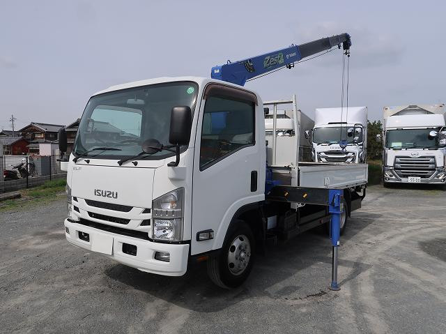 [Lease Rental Only Vehicle] 2017 Isuzu Elf Flatbed with Crane, Wide Long, Tadano 4-stage, Remote Control ★Crane annual inspection completed/Rakunori Pack completed!★