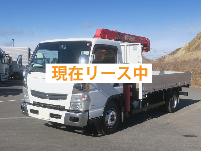 [Vehicles for lease only] 2014 Mitsubishi Fuso Canter Flatbed with small crane Aluminum block Wide long Unic 4-speed Radio controlled Hook-in 175 horsepower [Semi-medium license compatible *Excluding 5t limited]