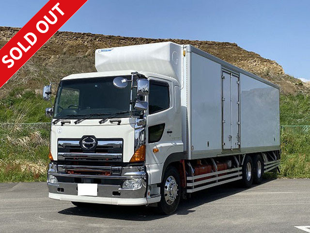 2015 Hino Profia large refrigerated van, high floor 3 axle, made by Mitsubishi Heavy Industries, 35 degree setting, left side door, sub-engine, Keystone, Jolder 4-row, aluminum wheels ★Actual mileage on meter: approx. 430,000km/MOT valid until March 2016★