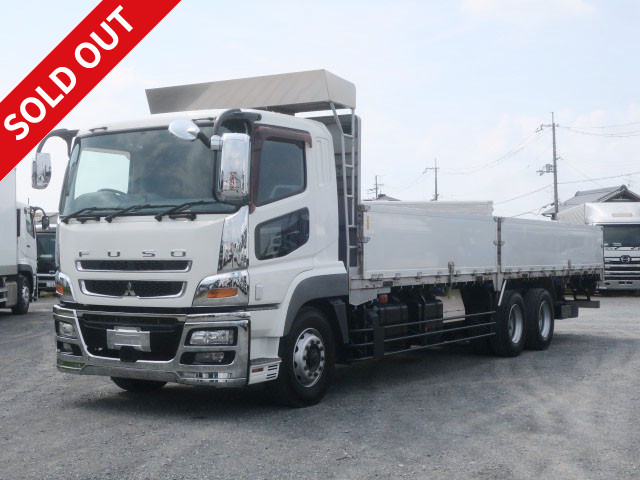 2014 Mitsubishi Fuso Super Great, large flatbed, aluminum block, 9600 body, high-floor, 3-axle, 380 horsepower, approximately 830,000 km on the odometer. 