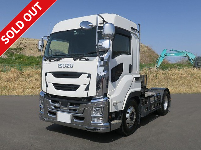 2019 model Isuzu Giga tractor head, 5th wheel load 11.5t, 420 horsepower, 7-speed manual transmission, high roof, aluminum wheels *Actual mileage on meter: approx. 140,000km/vehicle inspection valid until March 2024*