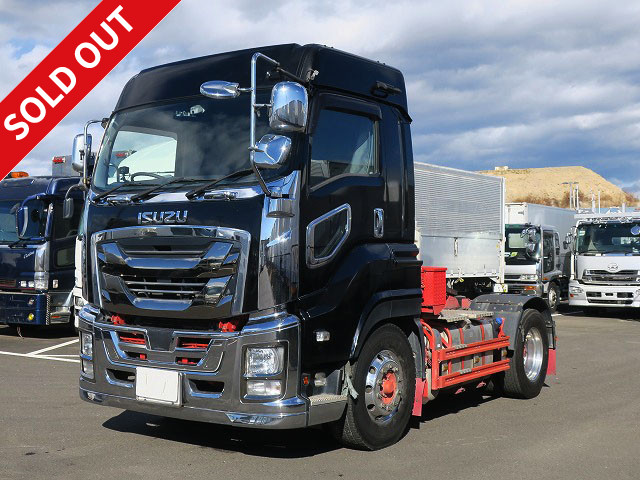 2018 model Isuzu Giga tractor head, 5th wheel load 11t, 420 horsepower, high roof, aluminum wheels ★Actual mileage on the meter: approx. 340,000km★