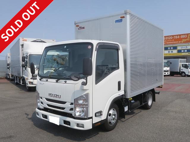 [Guaranteed for immediate use only] Now available for rental! Reiwa 2 model Isuzu Elf New small aluminum van Standard 10 shaku short Fully low floor Total weight less than 5t Semi-medium size (compatible with old standard driver's license)