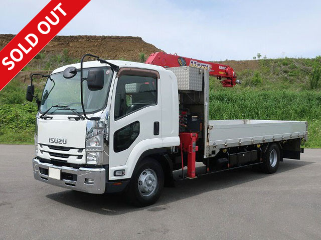 2015 Isuzu Forward Flatbed with Medium Crane Aluminum Block 5500 Standard Unic 3-Speed Radio Controlled Hook-in 240 Horsepower ★Inspection valid until June 2016★