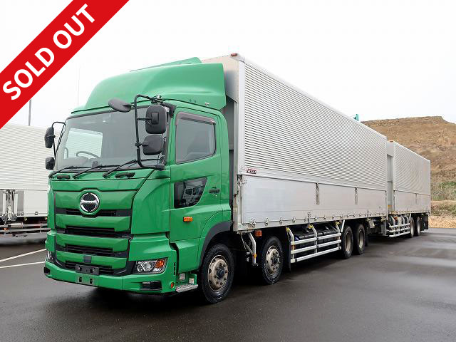 [Set sale] Reiwa 1 model Hino Profia aluminum wing full trailer, load capacity 12.3t + 12.1t (trailer side), 4-axle low bed, retarder, 410 horsepower 