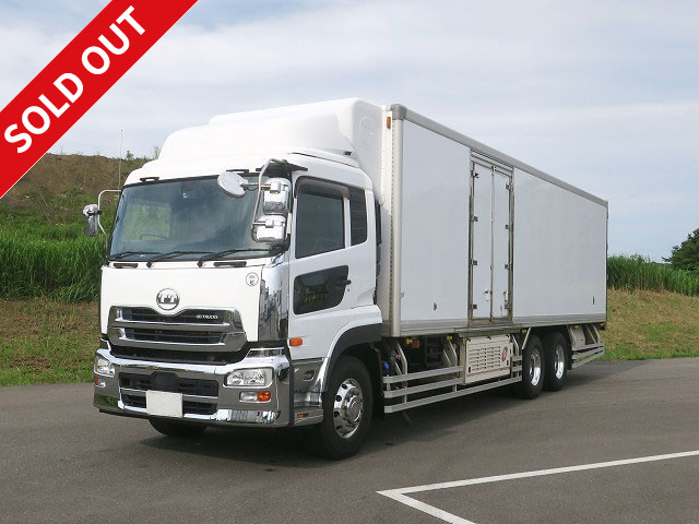 2016 UD Trucks Quon Large refrigerated van, high floor 3 axle, made by Mitsubishi Heavy Industries, -30 degree setting, double door on left side, air suspension on all wheels, standby, Keystone Jolder 4-row, 410 horsepower, aluminum wheels ★Inspection valid until September 2015★