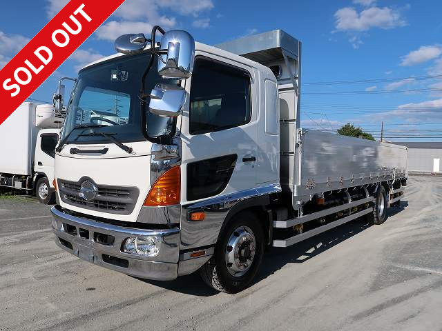 2012 Hino Ranger, heavy-duty flatbed aluminum block, 3-way opening, 6600 standard, rear air suspension, 260 horsepower, aluminum wheels