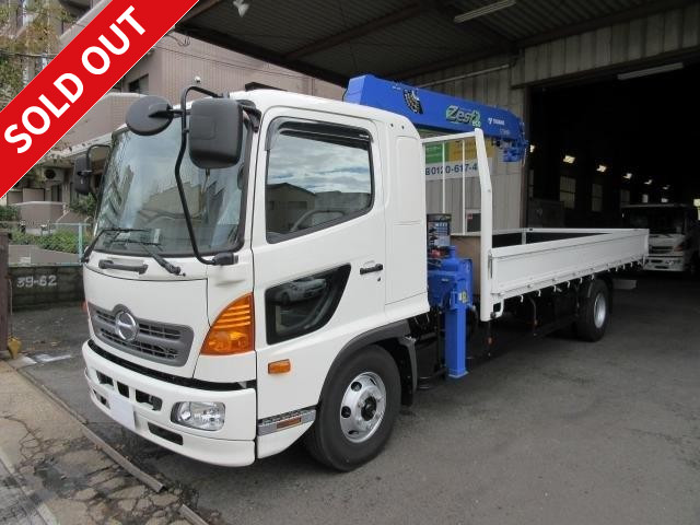 2016 Hino Ranger with medium-sized crane, standard wooden flatbed, Tadano 5-stage hook-in, radio-controlled model available for lease!