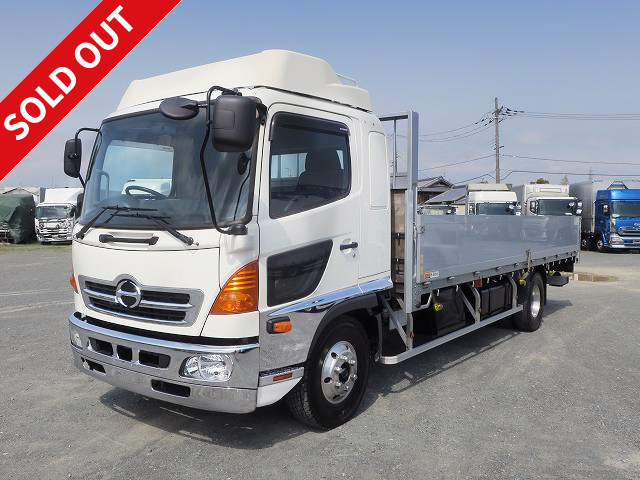2015 Hino Ranger Medium-sized flatbed truck with aluminum block and 3-way opening, 6200 semi-wide, cargo bed width 223cm, 240 horsepower, aluminum wheels