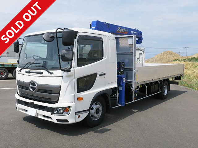 Reiwa 4 model Hino Ranger with medium-sized crane, aluminum block, 5500 wide, 3-way opening, Tadano 4-stage boom, 2.93t lifting, hook-in, radio-controlled