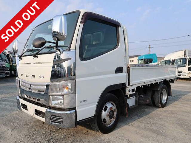 2015 Mitsubishi Fuso Canter 2t flatbed body, 3-way opening, standard short, low floor, floor surface covered with steel plates [Semi-medium-sized (5t limited) license compatible *Old standard license OK]